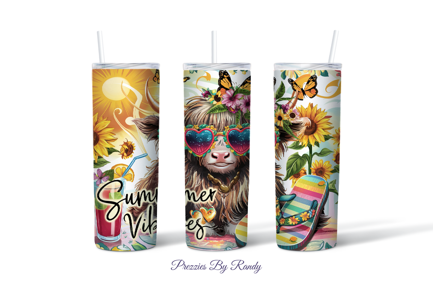 Summer Vibes Highland Cow Tumbler