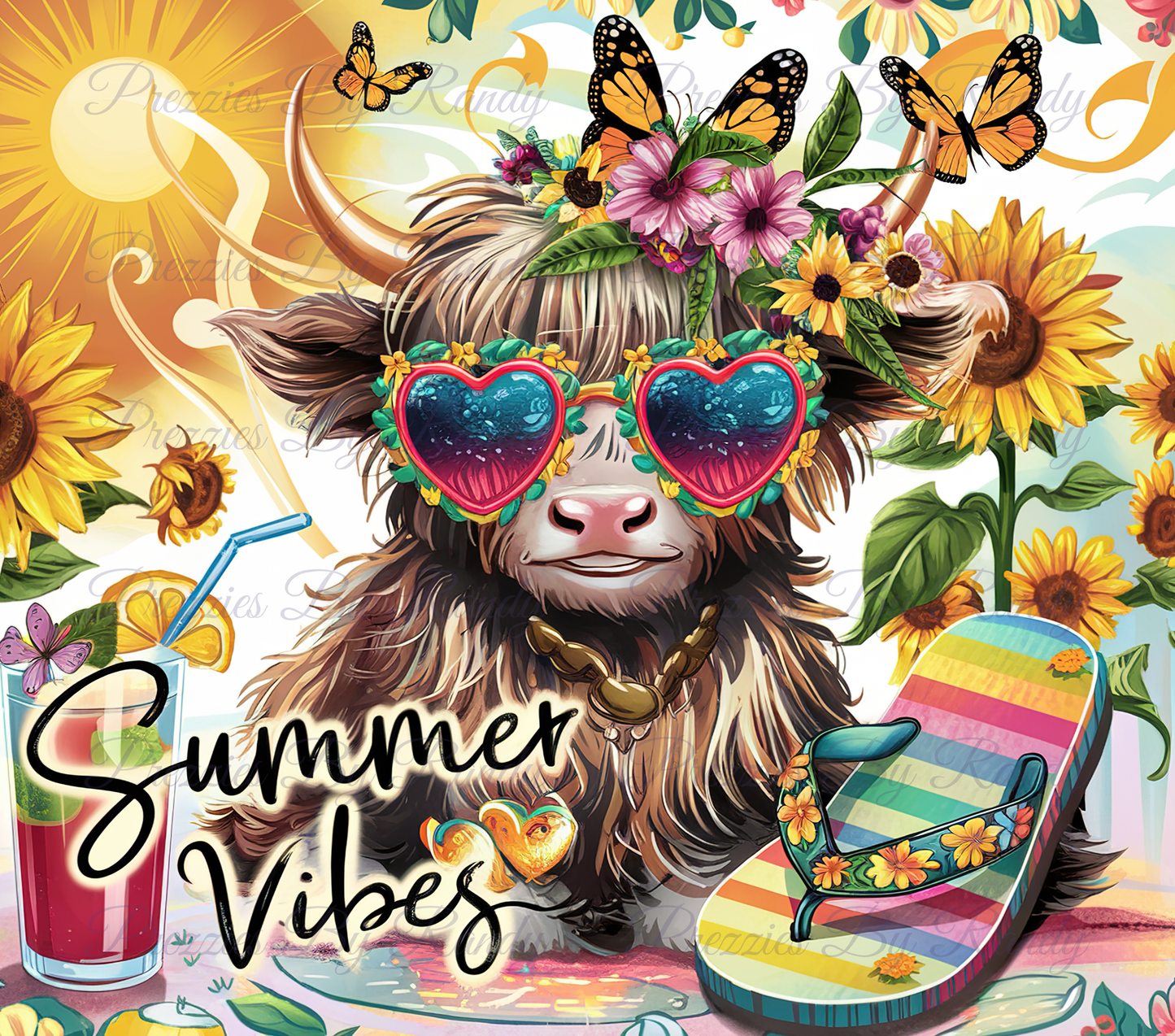 Summer Vibes Highland Cow Tumbler