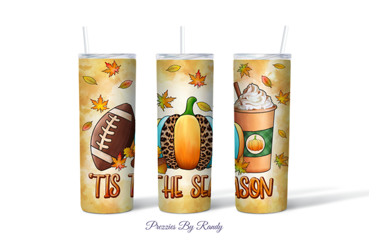 Tis The Season Football Pumpkin Coffee Tumbler