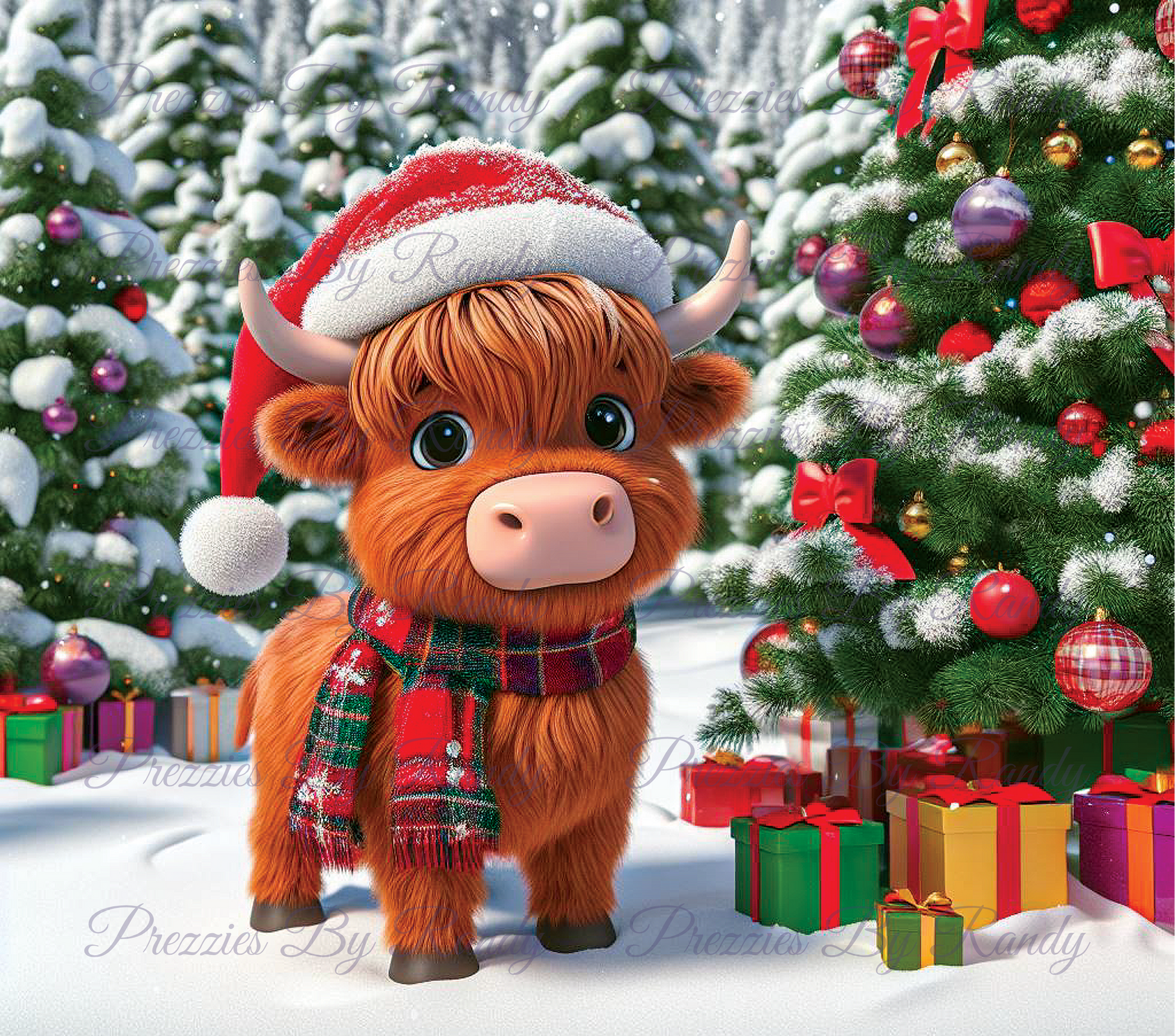 Christmas Highland Cow 40oz Tumbler with Handle, Lid, Straw, Laser Eng –  Prairie Tale Farm