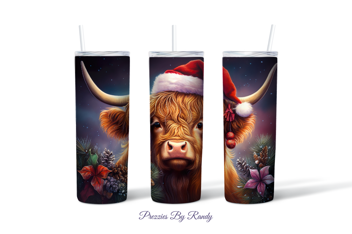 Christmas Highland Cow Tumbler