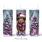 Pink Christmas Highland Cow Tumbler