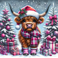 Pink Christmas Highland Cow Tumbler