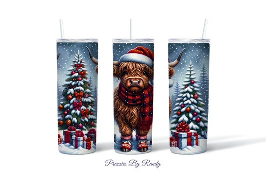 Red Christmas Highland Cow Tumbler