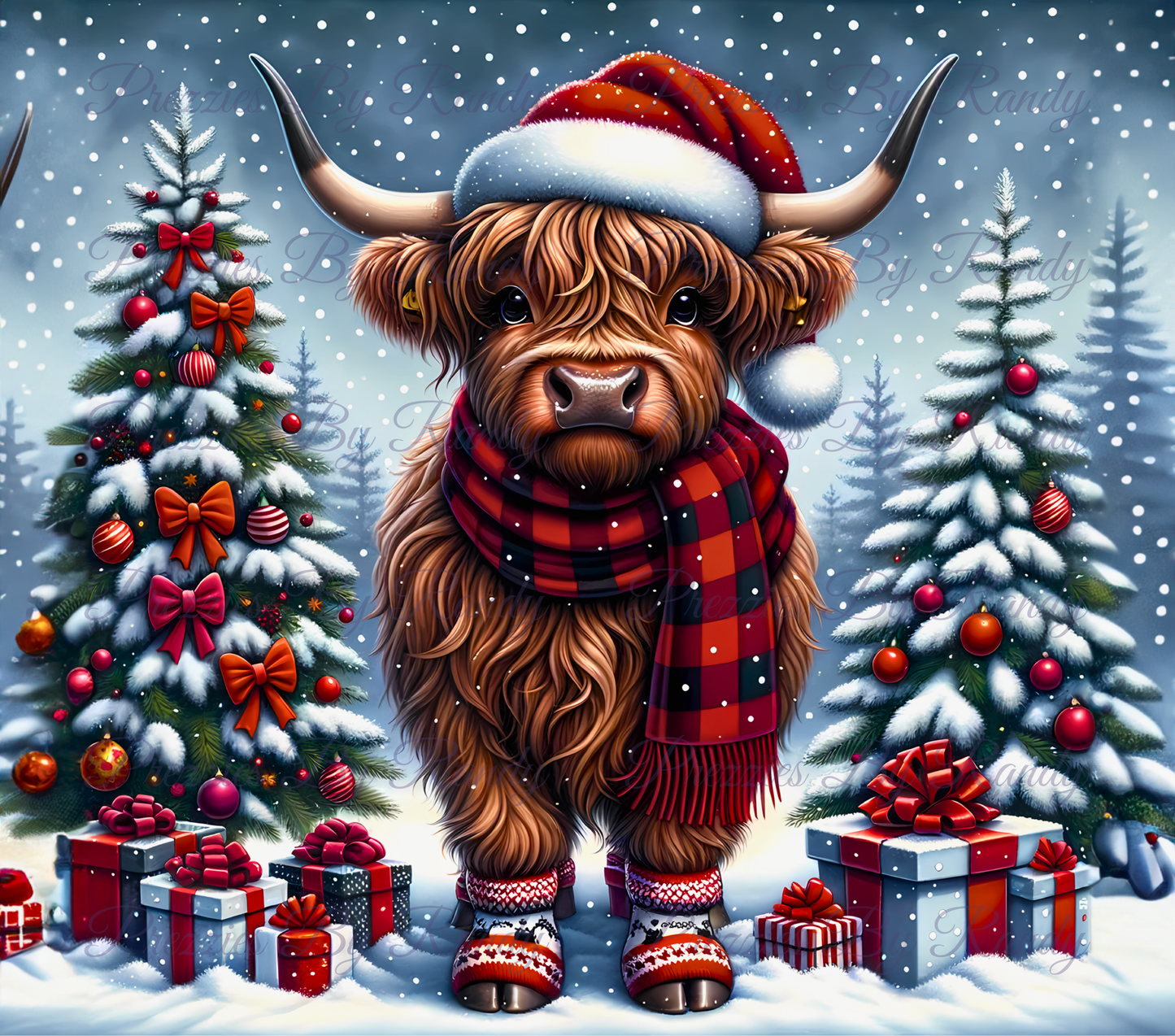 Red Christmas Highland Cow Tumbler