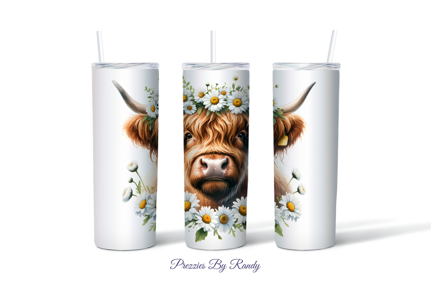 Daisies Highland Cow Tumbler