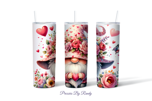 Floral Gnome Valentine Tumbler