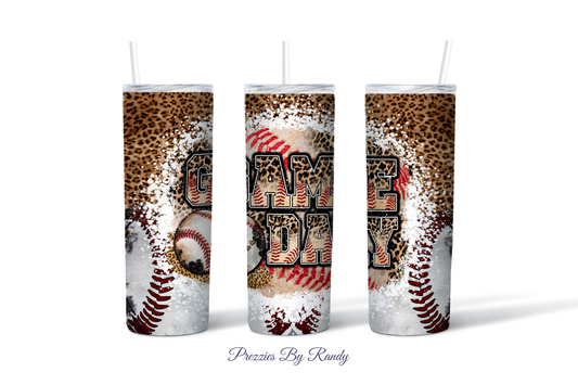 Game Day Leopard Baseball Tumbler