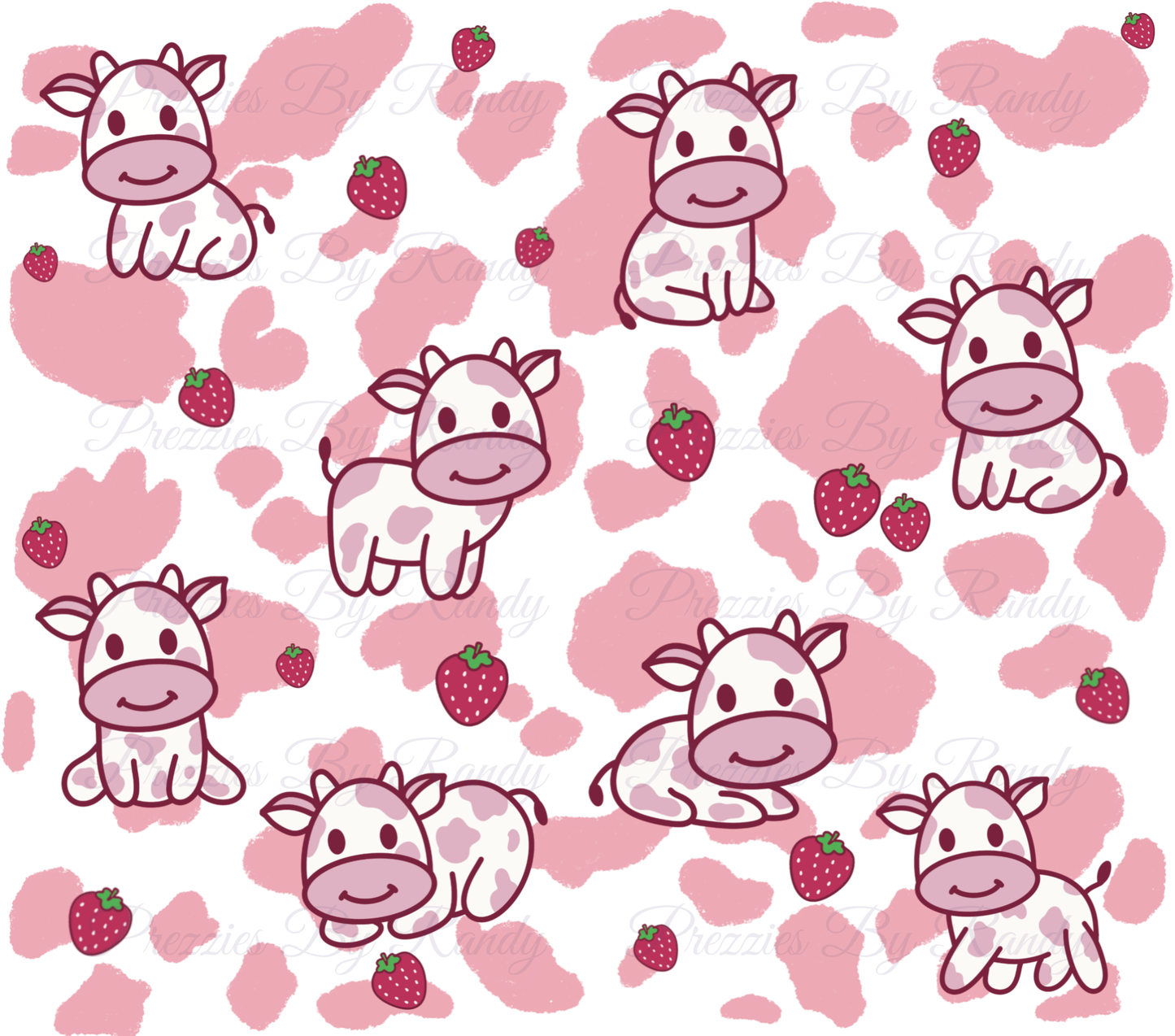 Pink Baby Cow And Strawberries Tumbler