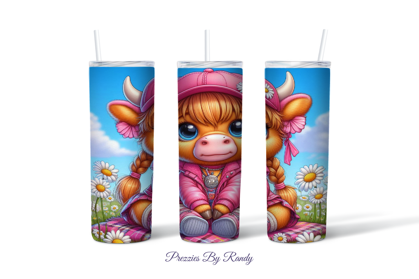 Pink Girl Highland Cow Tumbler