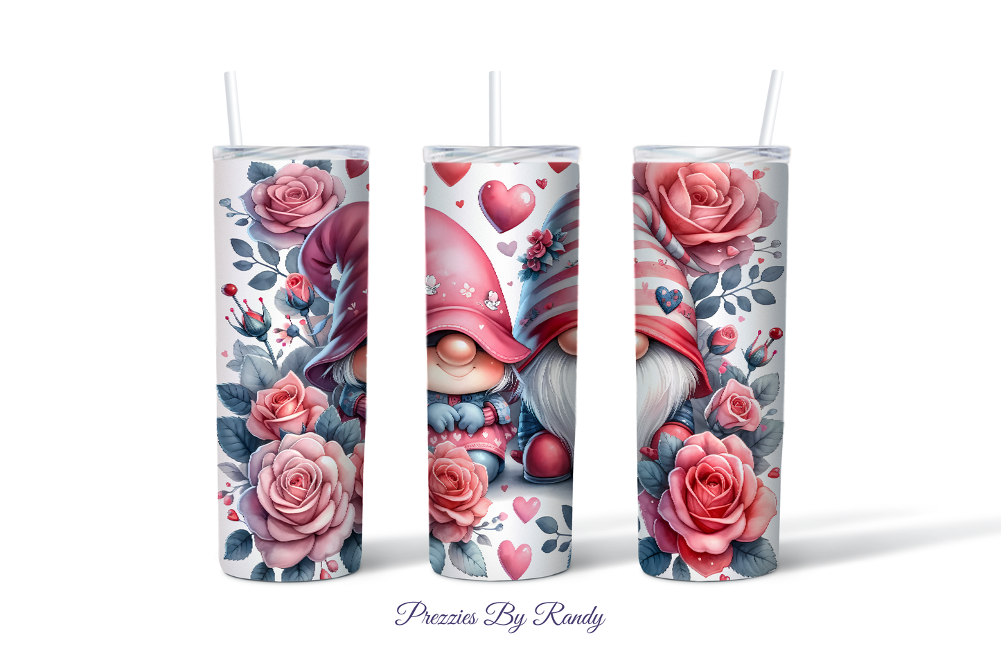 Happy Valentines Pink Red Gnomes Tumbler