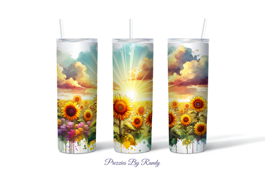 Sun Flowers And Sun Rays Tumbler