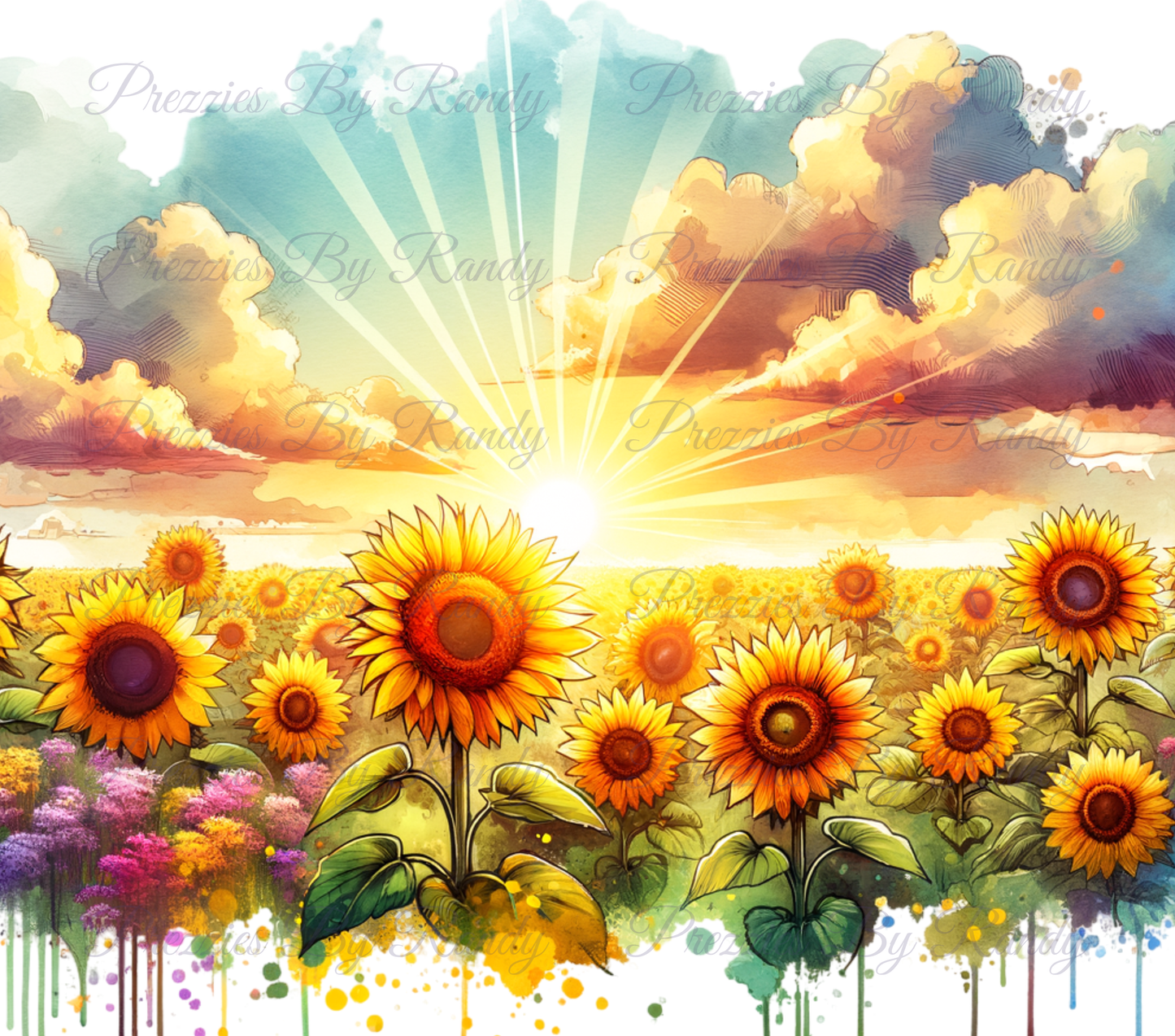 Sun Flowers And Sun Rays Tumbler