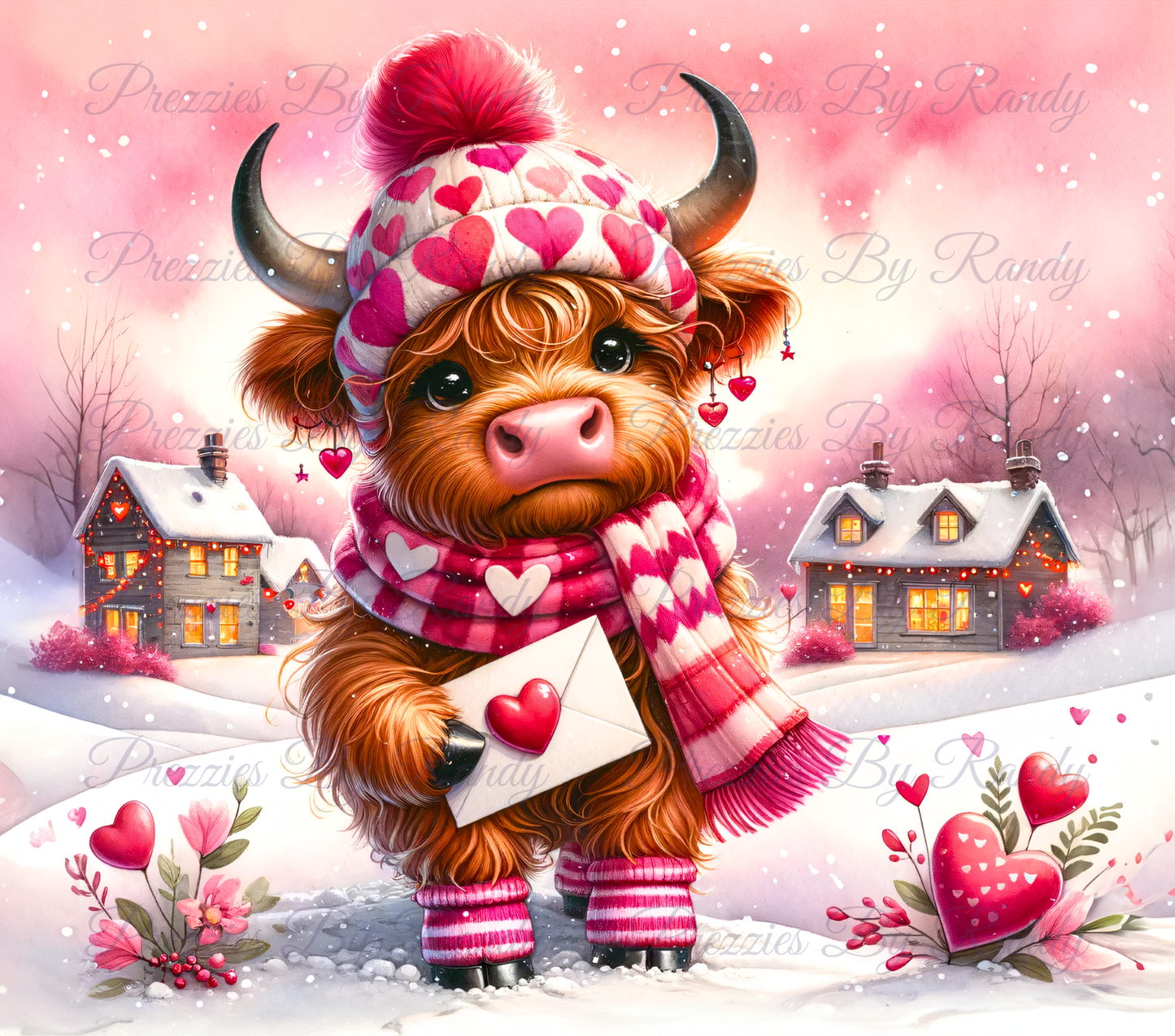 Happy Valentines Pink Highland Cow Tumbler