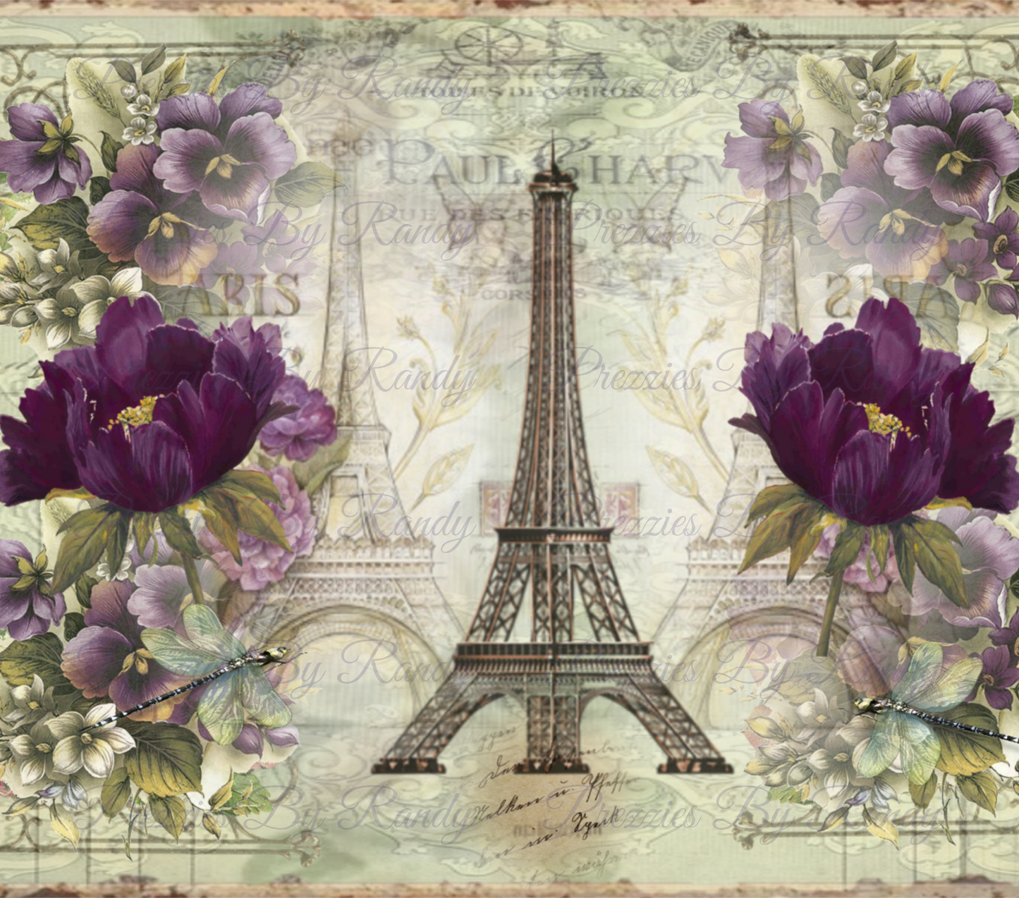 Eiffel Tower & Purple Flowers Tumbler