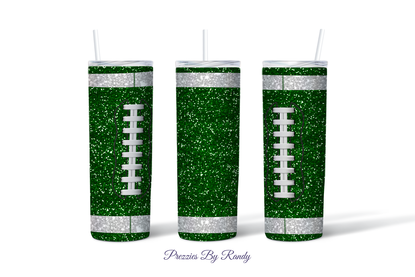 Football Glitter Green Tumbler