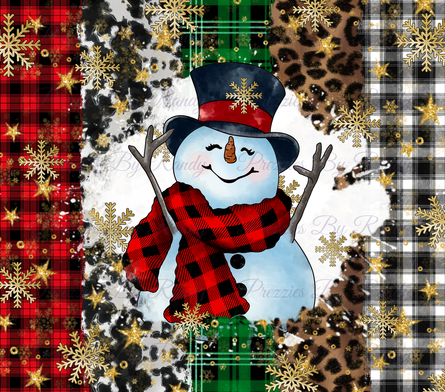 Snowman Leopard Plaid Tumbler