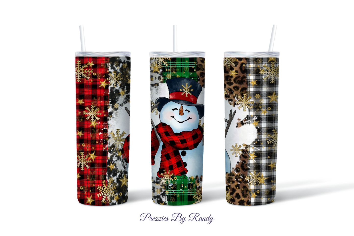 Snowman Leopard Plaid Tumbler