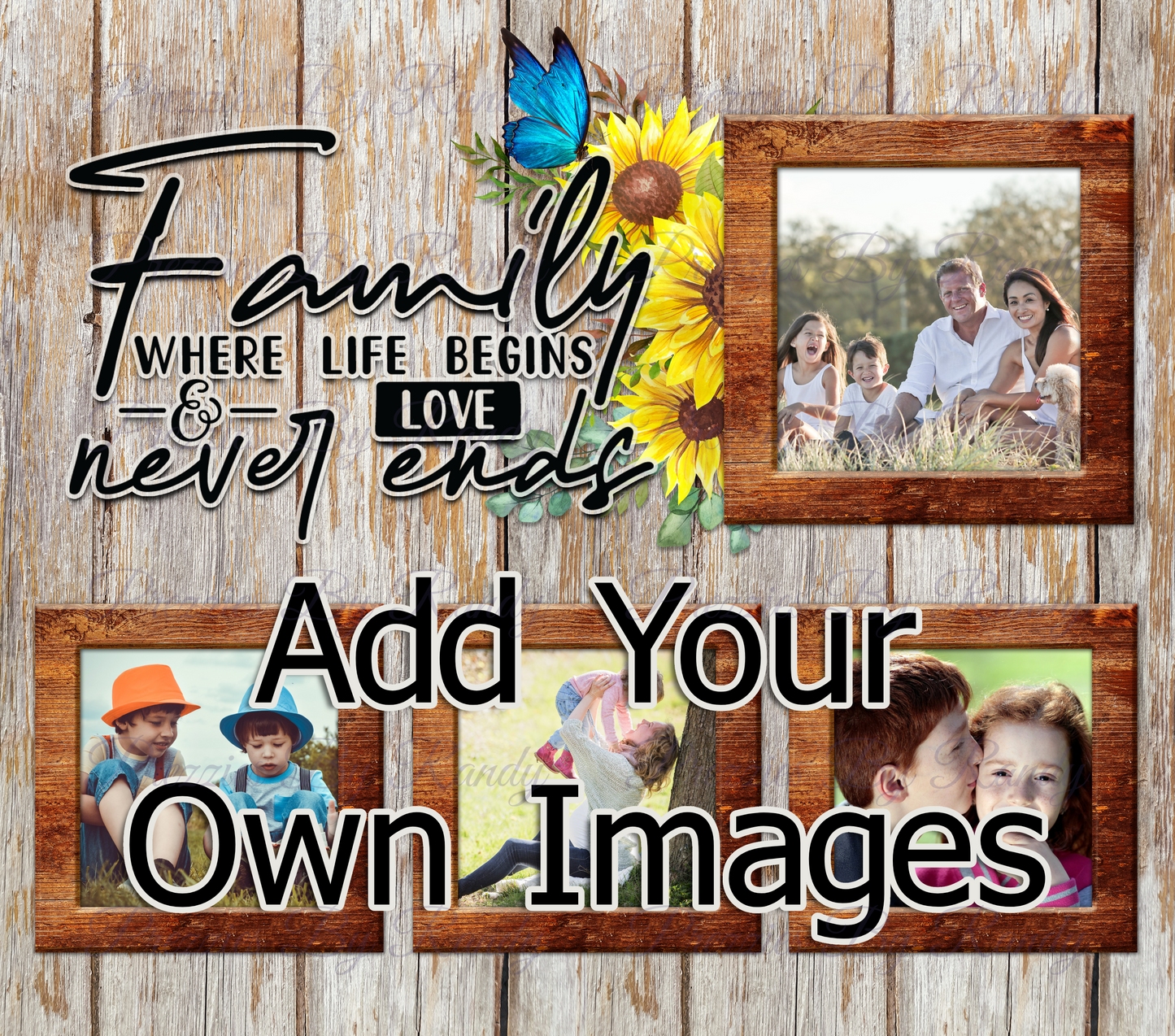 Family Wood Grain Photo Frame Tumbler