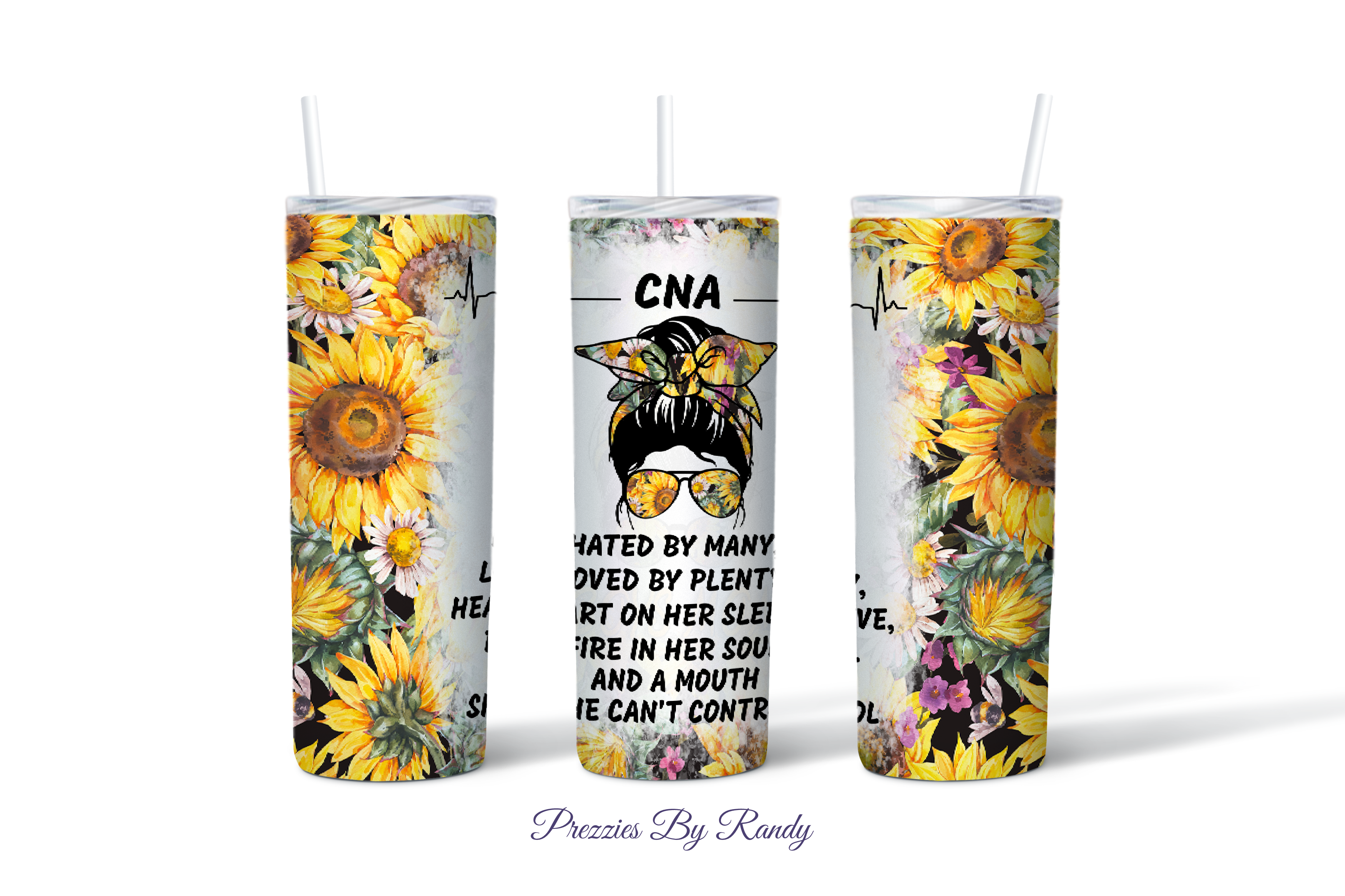 Personalized Sunflower Tumbler With Sunflower Straw Topper 