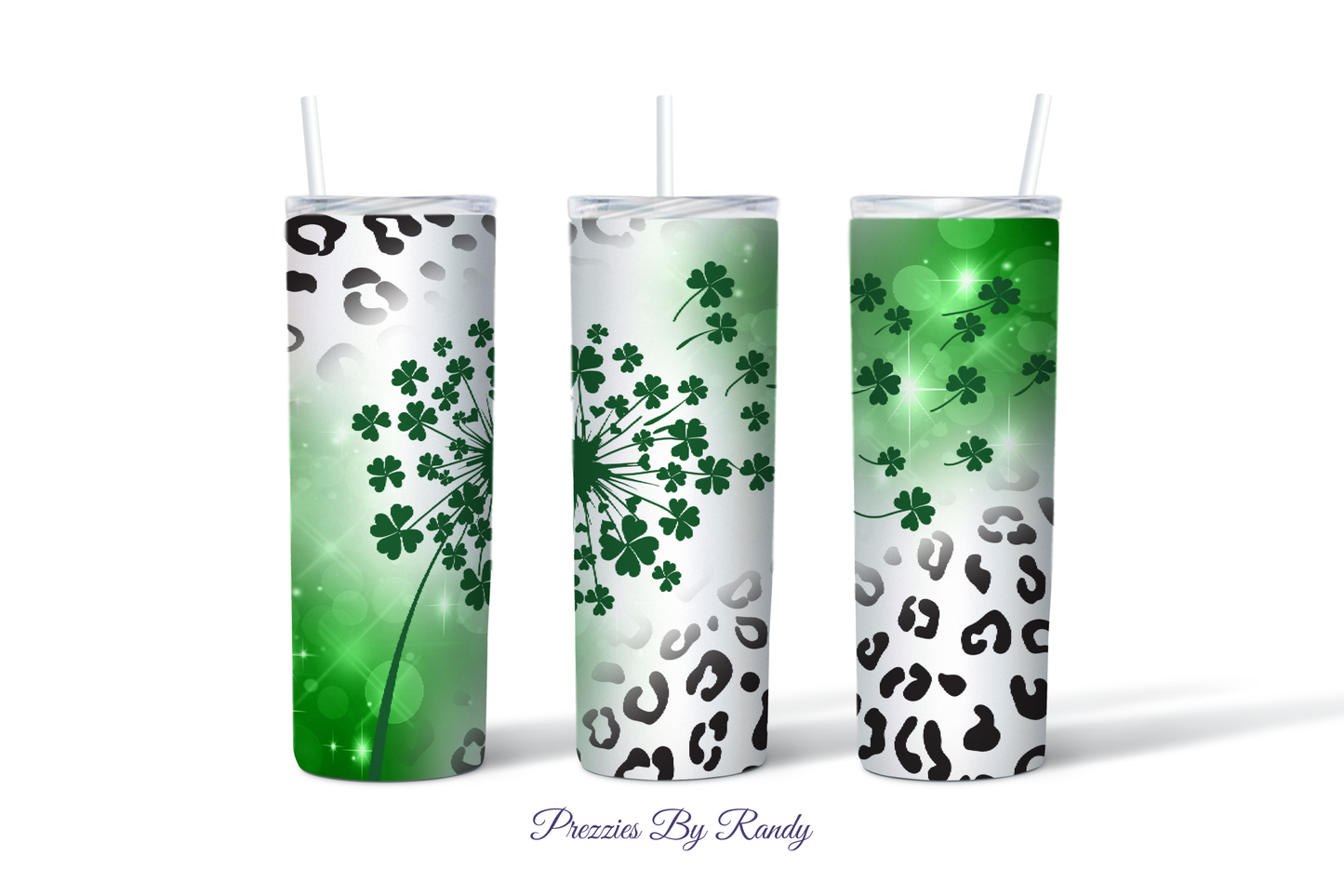 Dandelion Clovers Leopard Print Tumbler