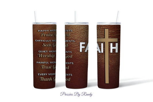 Faith Cross Leather Tumbler