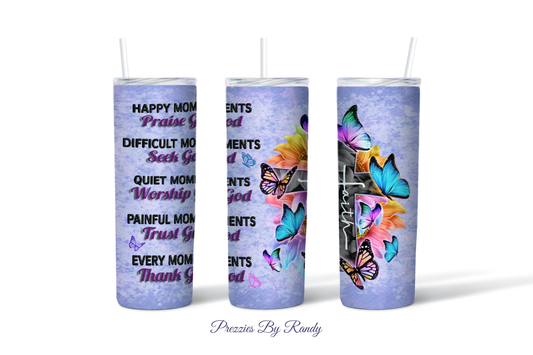 Faith Cross Butterflies Tumbler