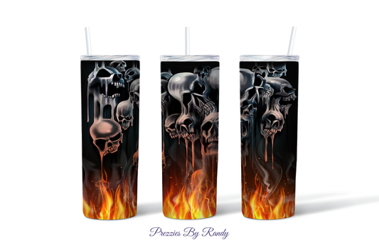 Melting Skulls And Flames Tumbler