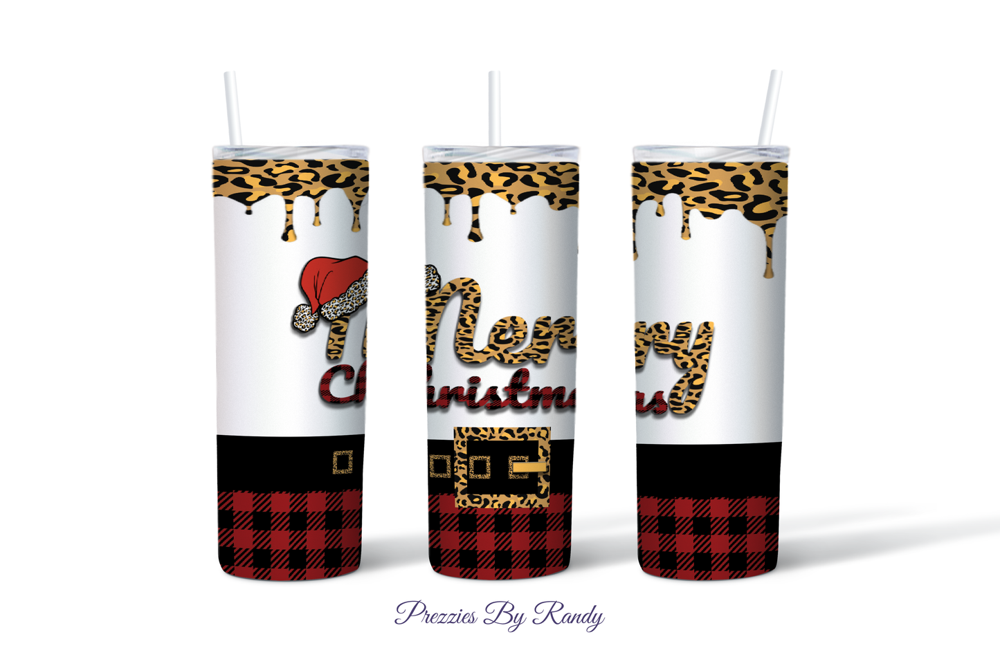 Merry Christmas Leopard Plaid Tumbler