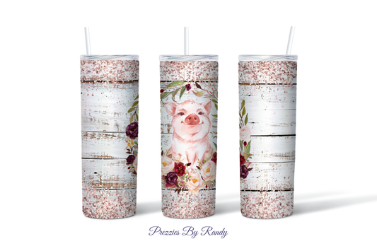 Pig And Flowers Tumbler