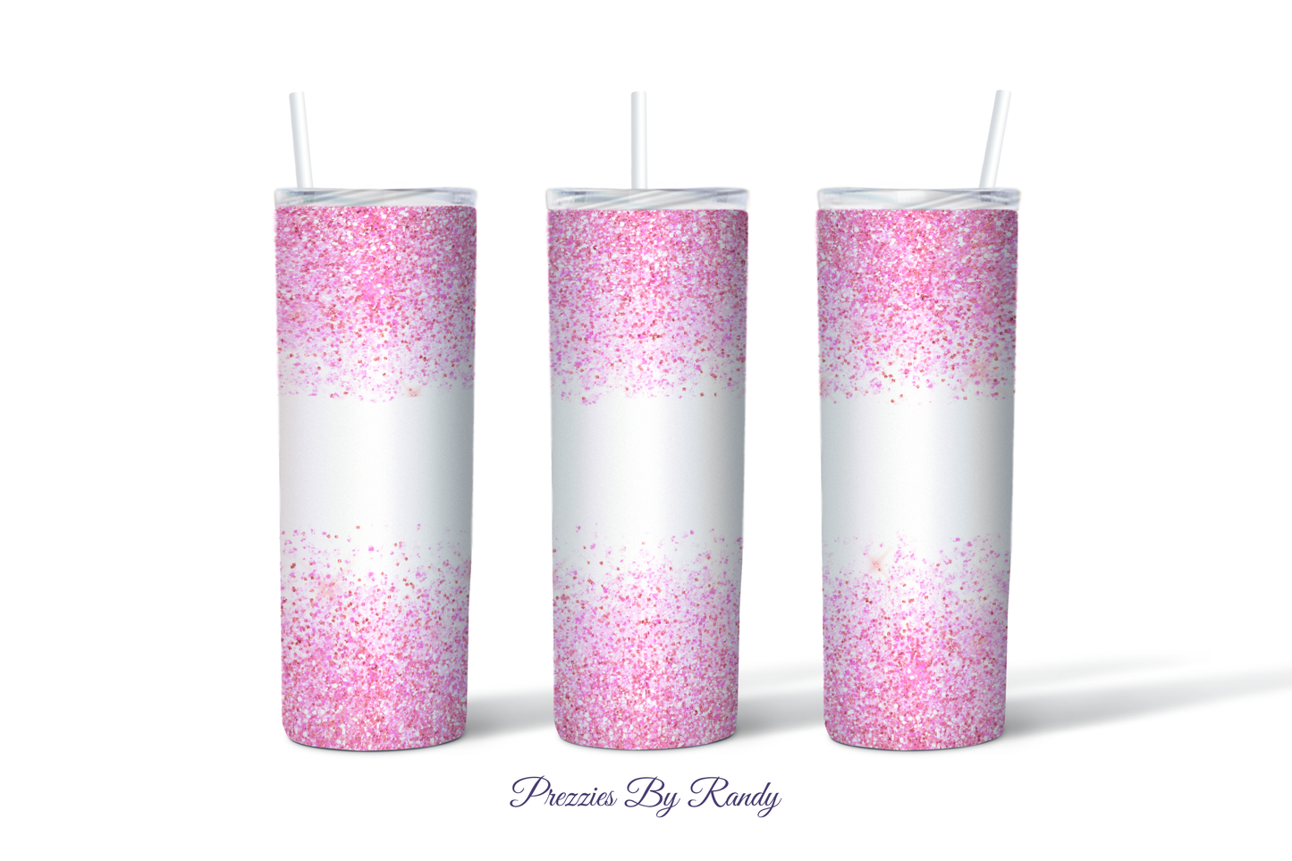 Pink White Glitter Tumbler – Prezzies By Randy