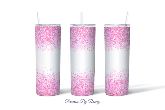 Pink White Glitter Tumbler