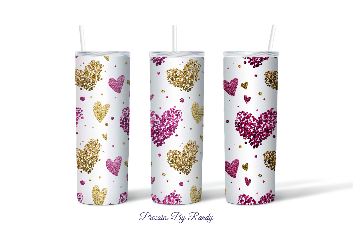 Valentine Glitter Hearts Tumbler