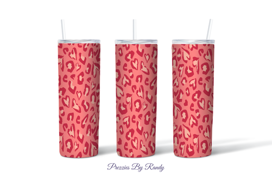 Valentine Hearts Animal Print Tumbler