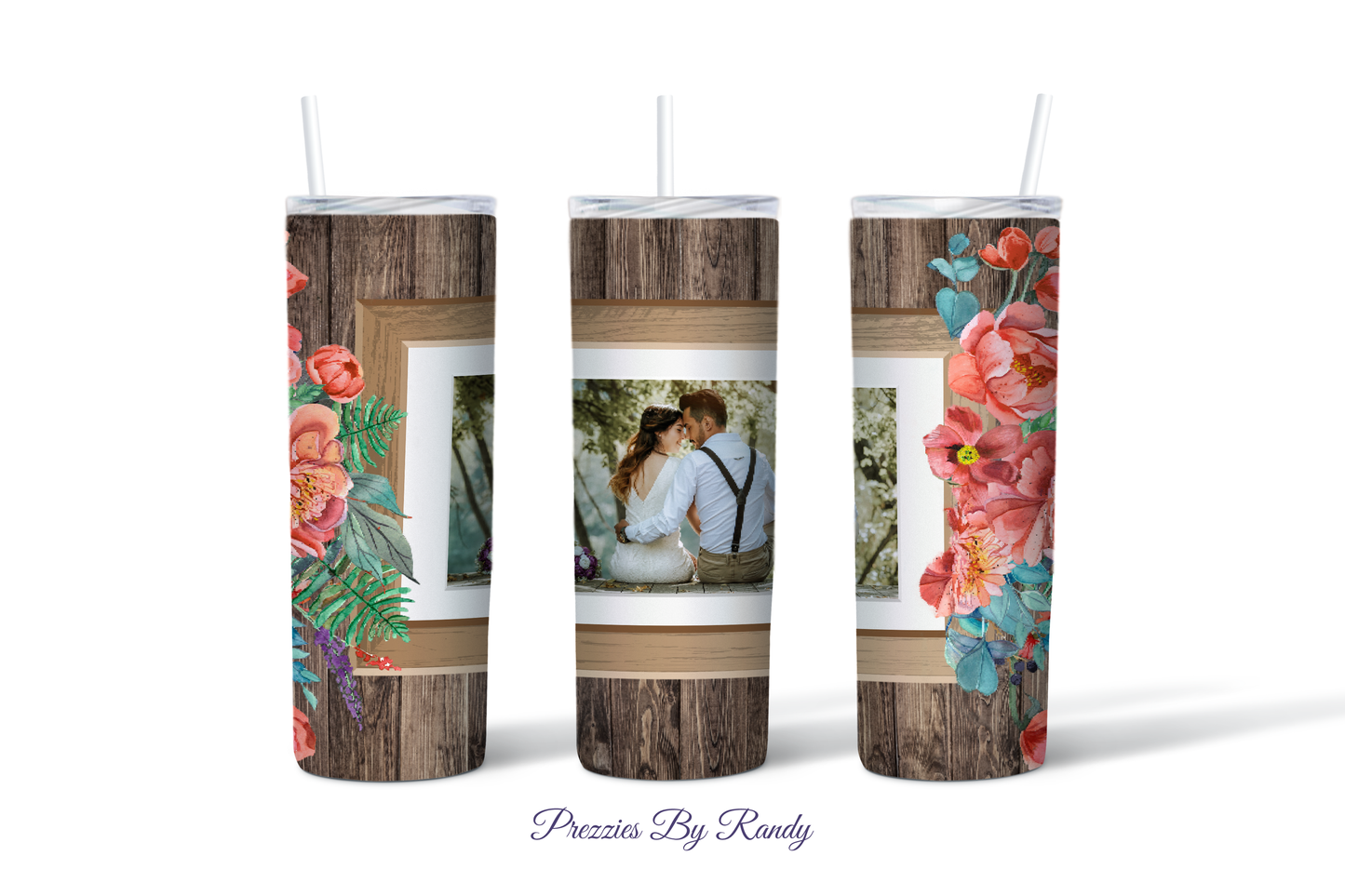 Floral Wood Photo Frame Tumbler