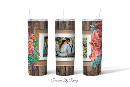 Floral Wood Photo Frame Tumbler