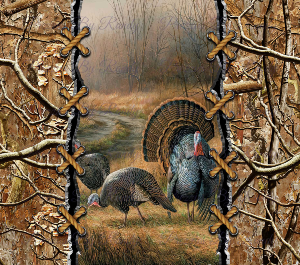 Hunting Camo Turkey tumbler watermark