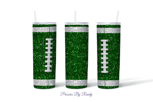 Football Glitter Green Tumbler