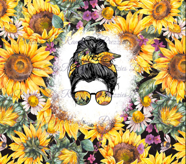 Messy Bun Sunflowers Tumbler Watermark